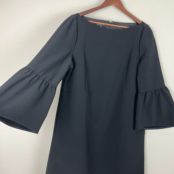 Lafayette 148 New York Dress Womens 14 Black 3/4 Bell-Sleeve Sheath Knee‎ Length - Picture 3 of 10